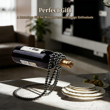 Metal Wine Rack with Pearl Necklace Design, Creative Magic Floating Wine Bottle Holder, Home Desktop Decor Display Stand