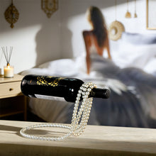 Metal Wine Rack with Pearl Necklace Design, Creative Magic Floating Wine Bottle Holder, Home Desktop Decor Display Stand