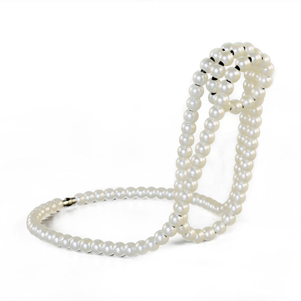 Metal Wine Rack with Pearl Necklace Design, Creative Magic Floating Wine Bottle Holder, Home Desktop Decor Display Stand