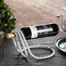 Metal Wine Rack with Pearl Necklace Design, Creative Magic Floating Wine Bottle Holder, Home Desktop Decor Display Stand