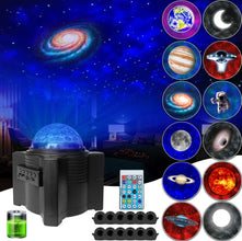 HD Galaxy Projector & Home Planetarium | Rechargeable Night Light with 12 Solar System Discs
