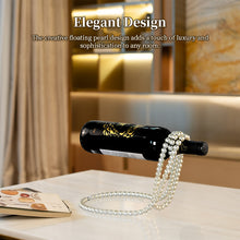 Metal Wine Rack with Pearl Necklace Design, Creative Magic Floating Wine Bottle Holder, Home Desktop Decor Display Stand