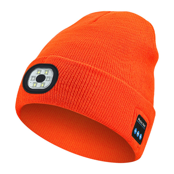 Warm LED Beanie with Bluetooth 5.4 Stereo, USB Rechargeable & 3-Level Adjustable Light | Music & Heating Winter Hat