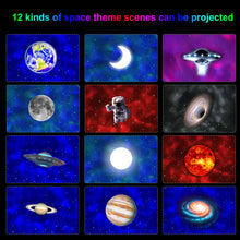 HD Galaxy Projector & Home Planetarium | Rechargeable Night Light with 12 Solar System Discs