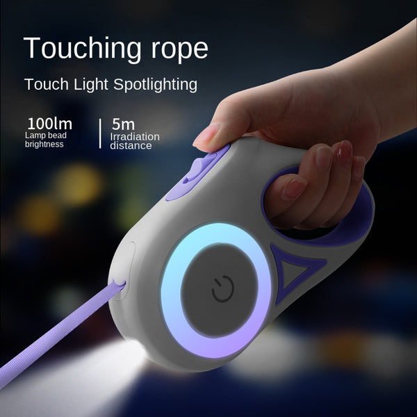 360° LED Retractable Dog Leash | Hands-Free Ring Grip with Built-In Flashlight (3M)