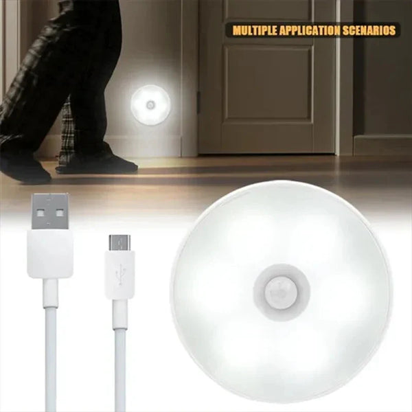 Motion Sensor LED Night Light USB Rechargeable Closet Light Auto On Hands Free Infrared Sensor