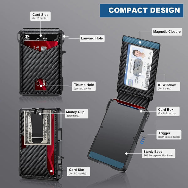 SecureSnap™ Smart RFID Wallet 🔒💼 Pop-Up. Protected. Stylish.